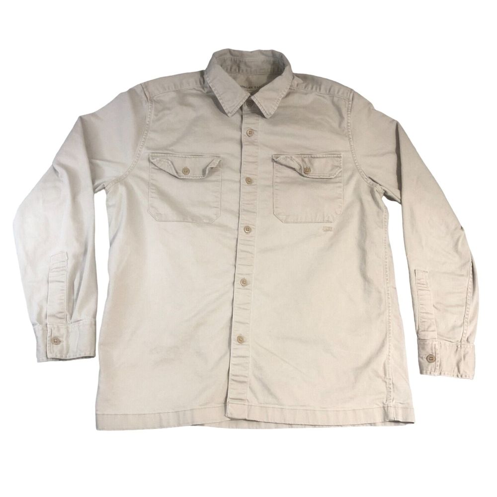 American Eagle Shirt Mens Large Brown Tan Button Up classiccore‎ Pocket Preppy